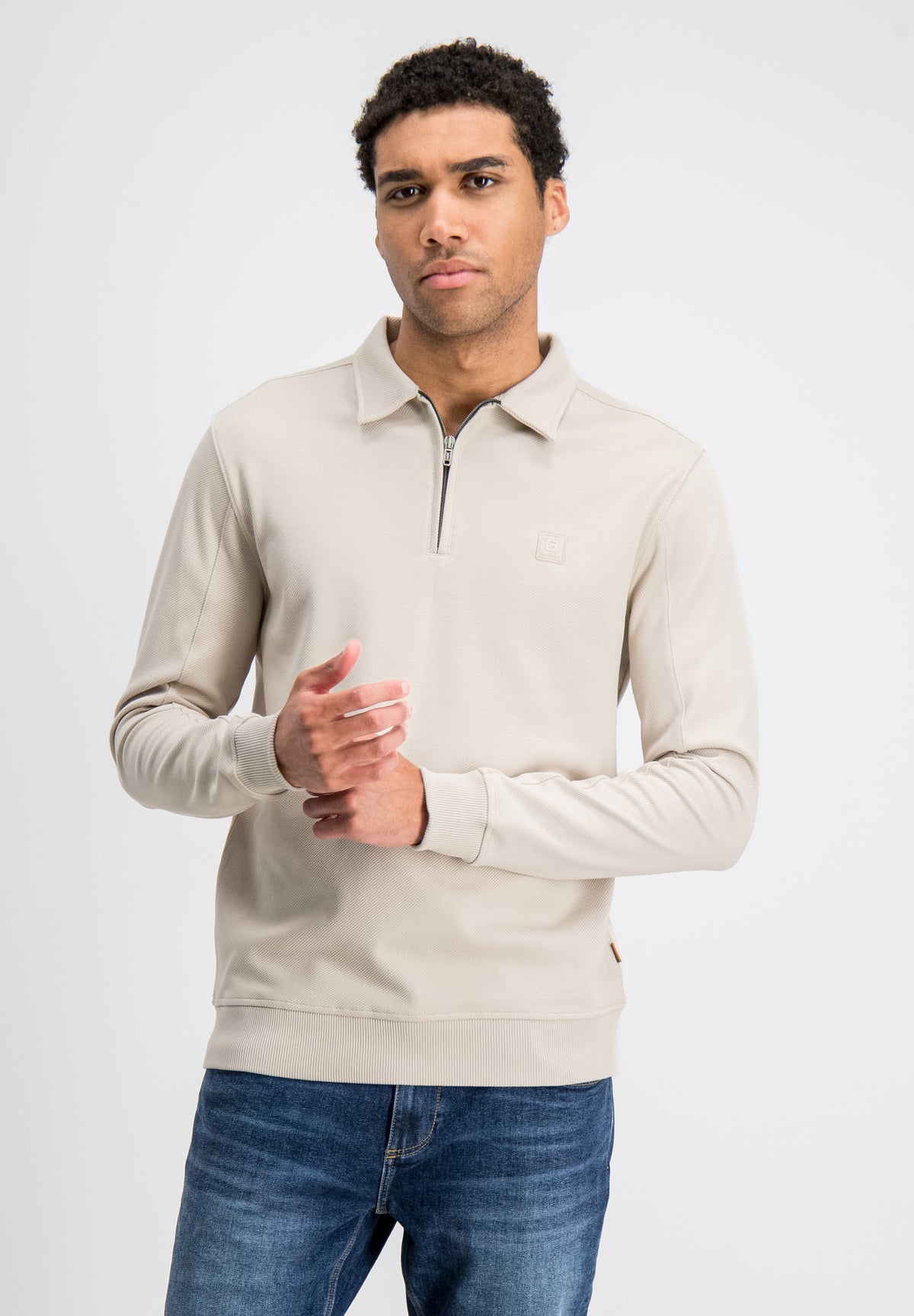 Kean – Jacquard Zip Sweat Polo