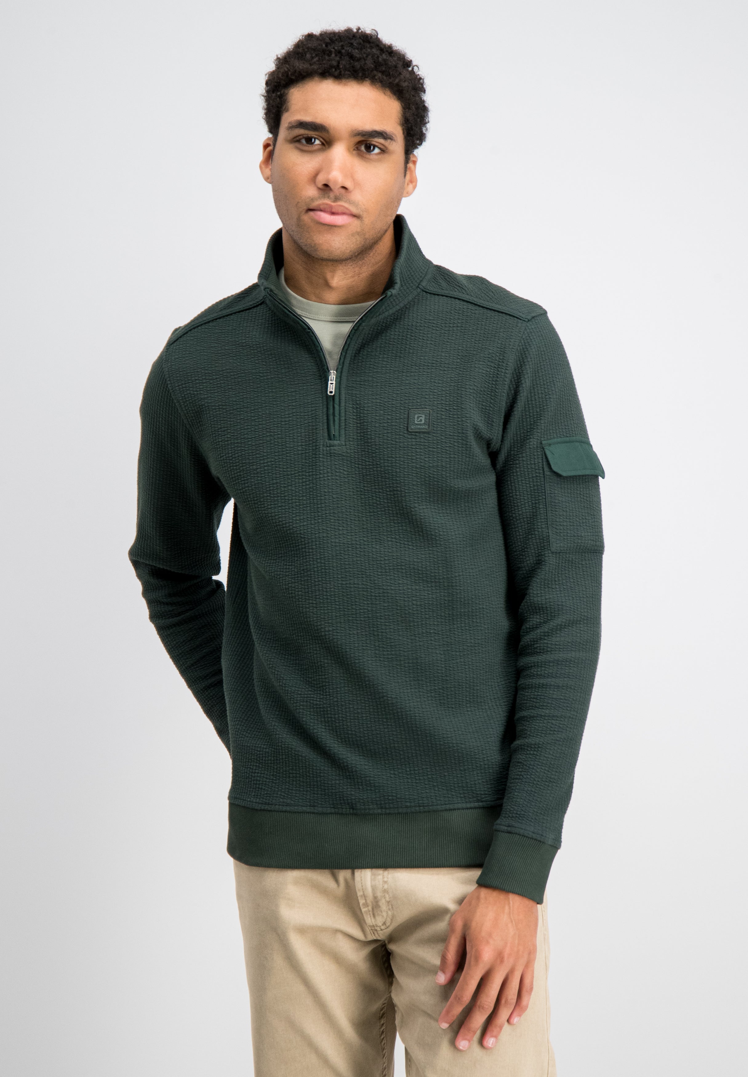 Grant – Jacquard Stripe Half Zip Sweat