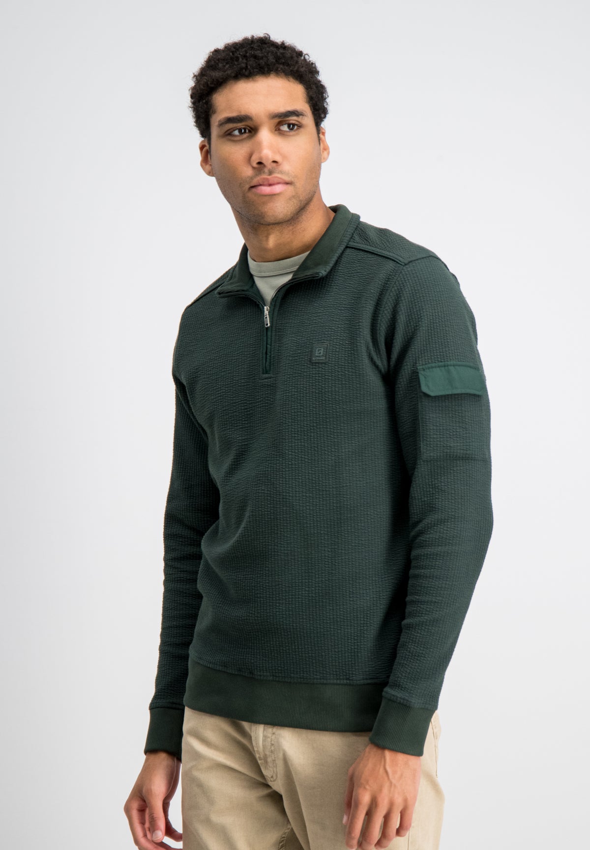Grant – Jacquard Stripe Half Zip Sweat