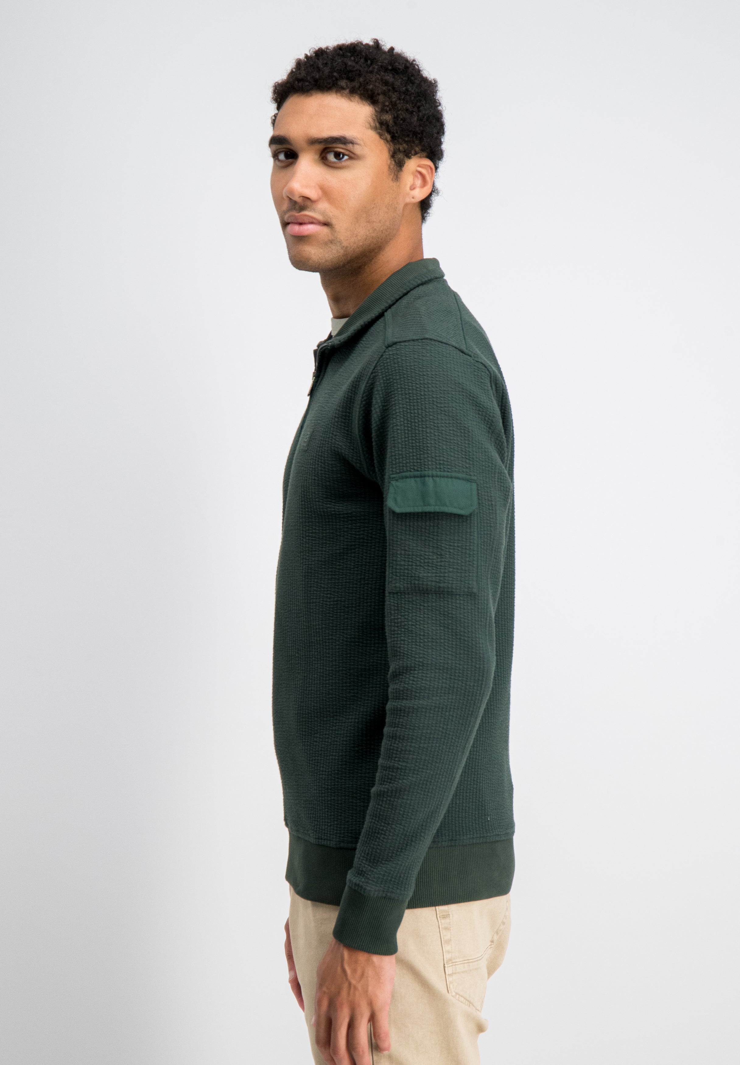 Grant – Jacquard Stripe Half Zip Sweat