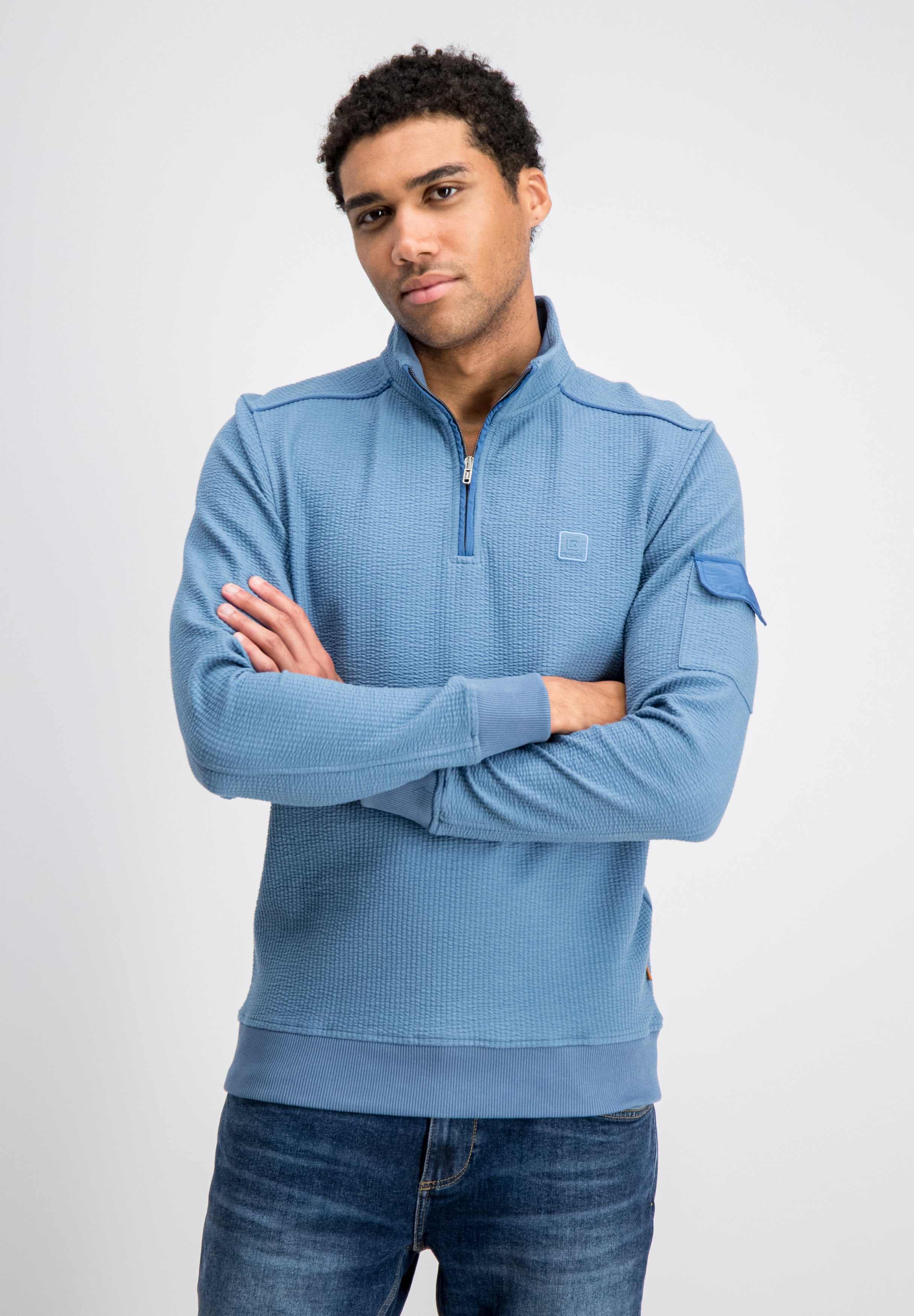Grant – Jacquard Stripe Half Zip Sweat
