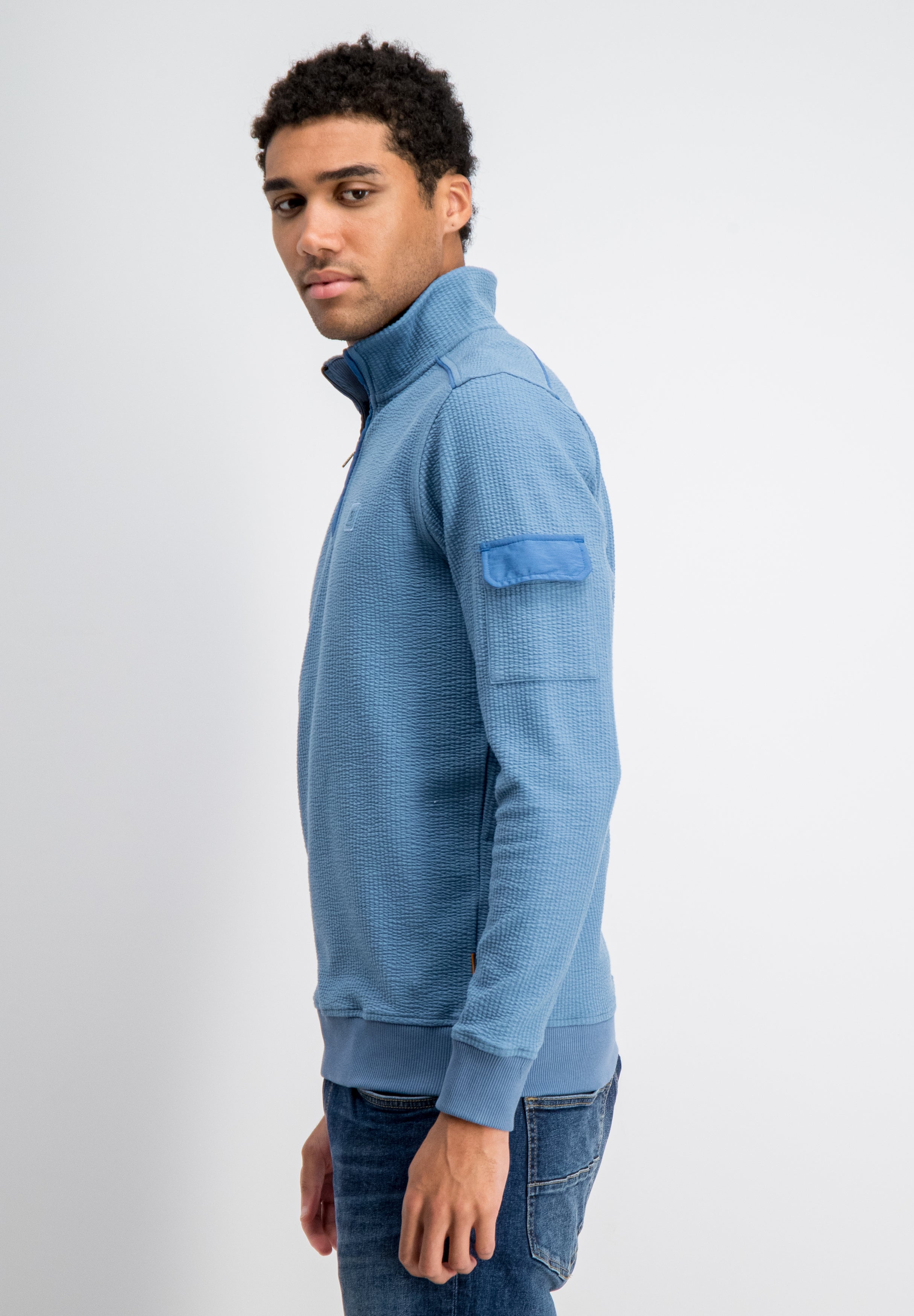 Grant – Jacquard Stripe Half Zip Sweat