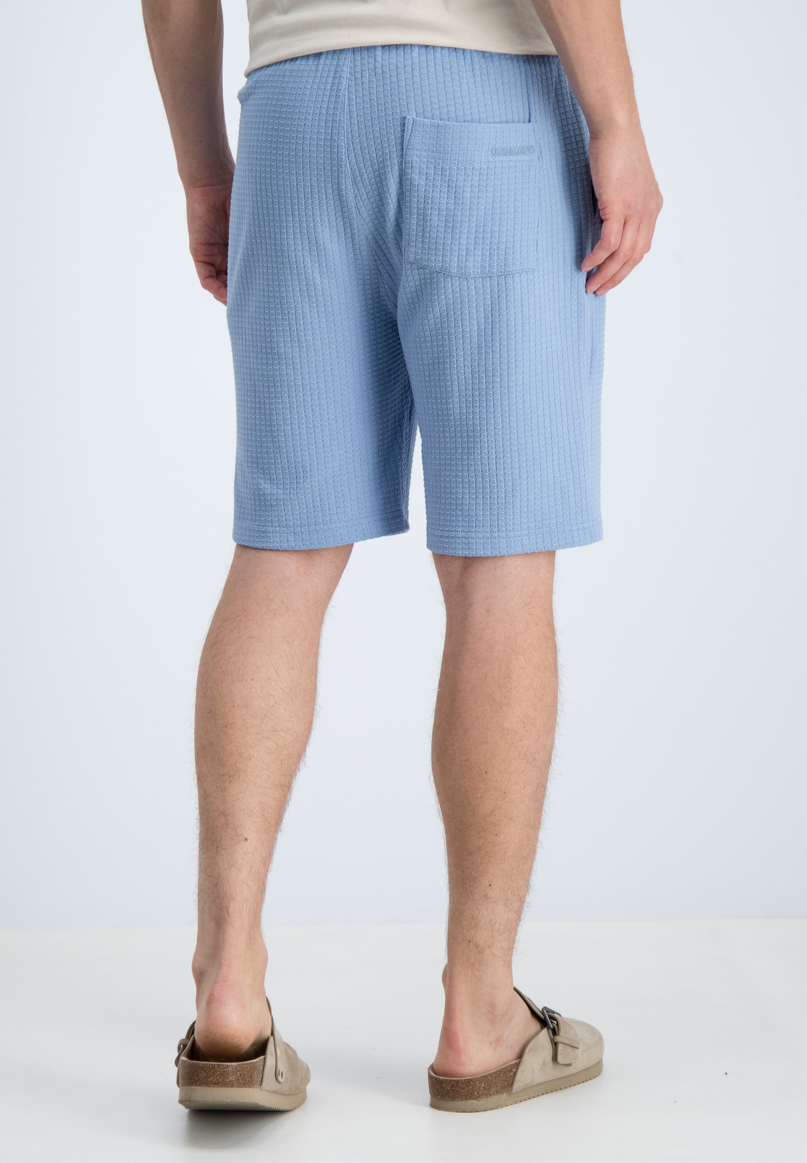 Relaxed fit short jacquard wafelstructuur