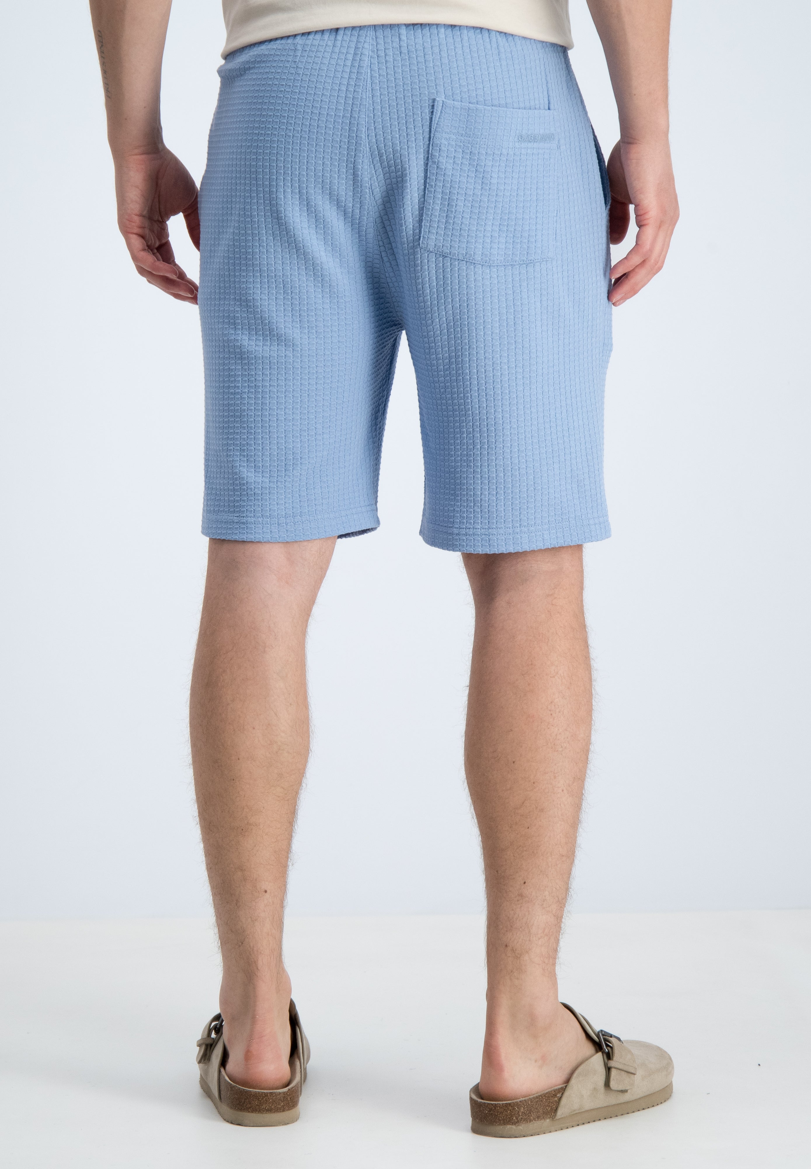 Relaxed fit short jacquard wafelstructuur