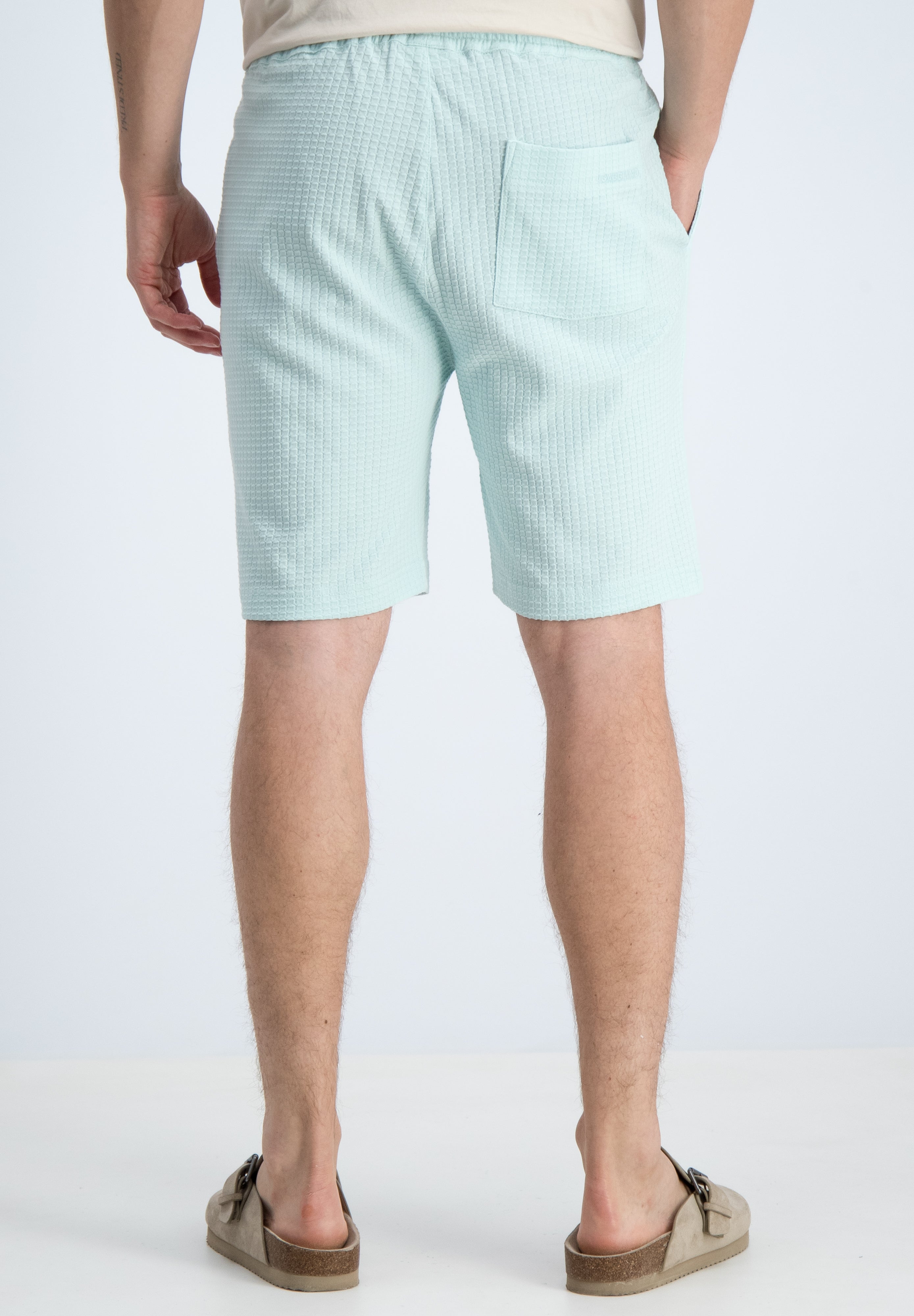 Relaxed fit short jacquard wafelstructuur