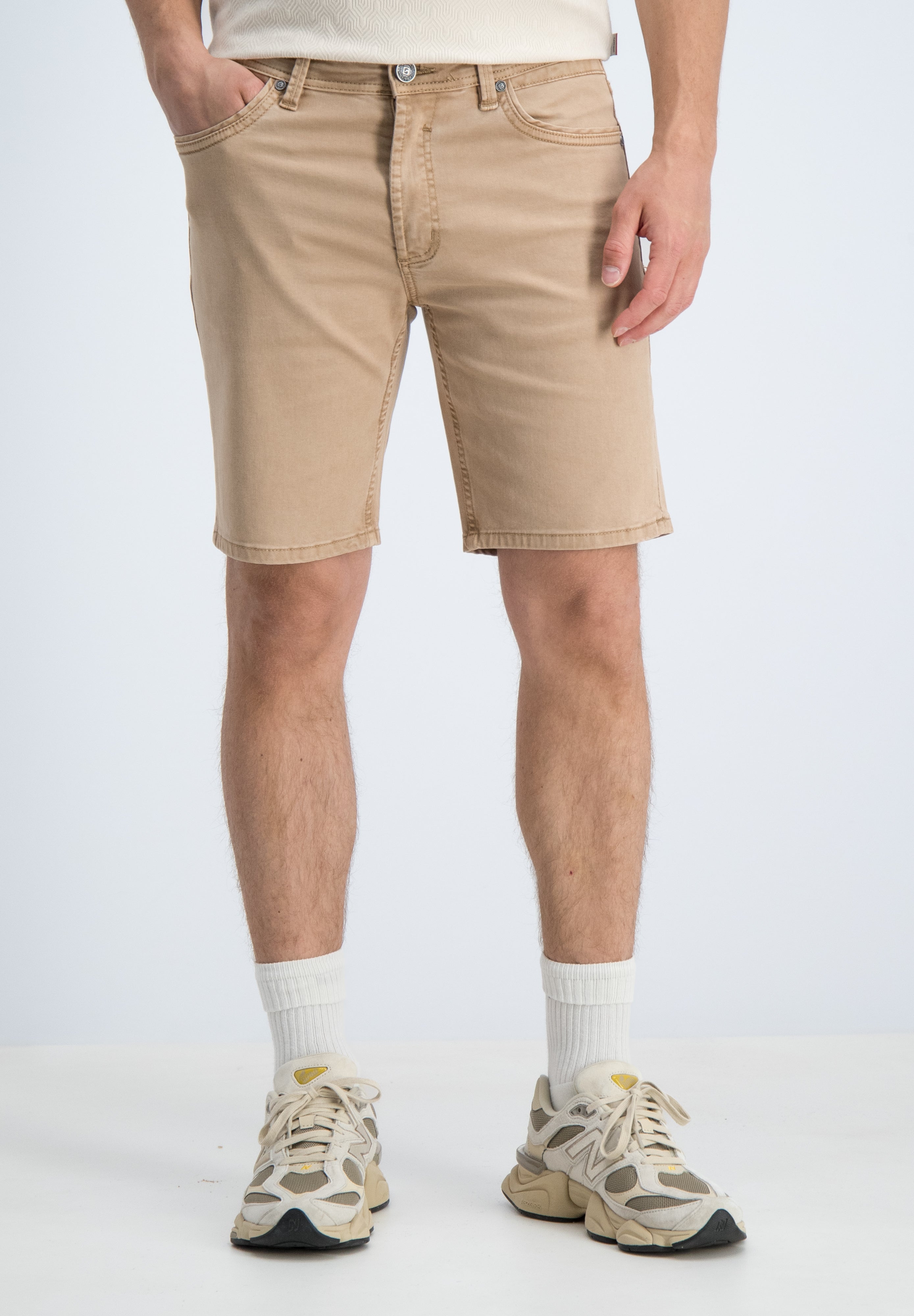 Regular fit short twill structuur