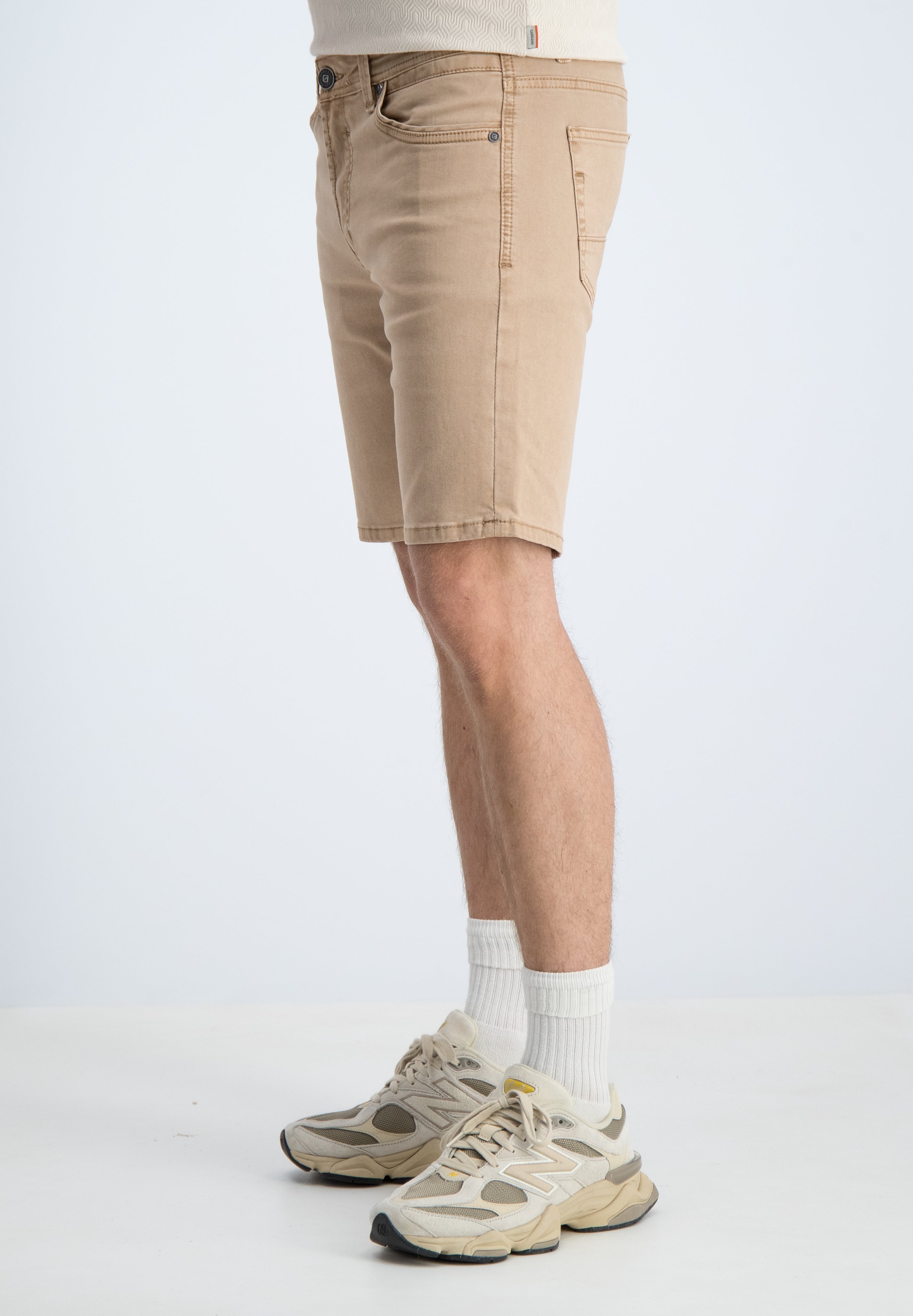 Regular fit short twill structuur