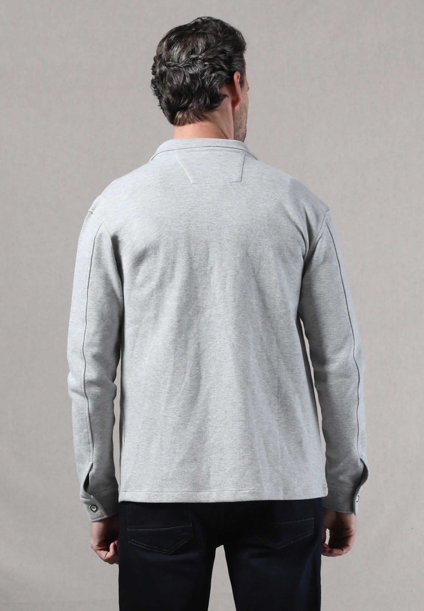 Technische overshirt met knopen | Grey Melange