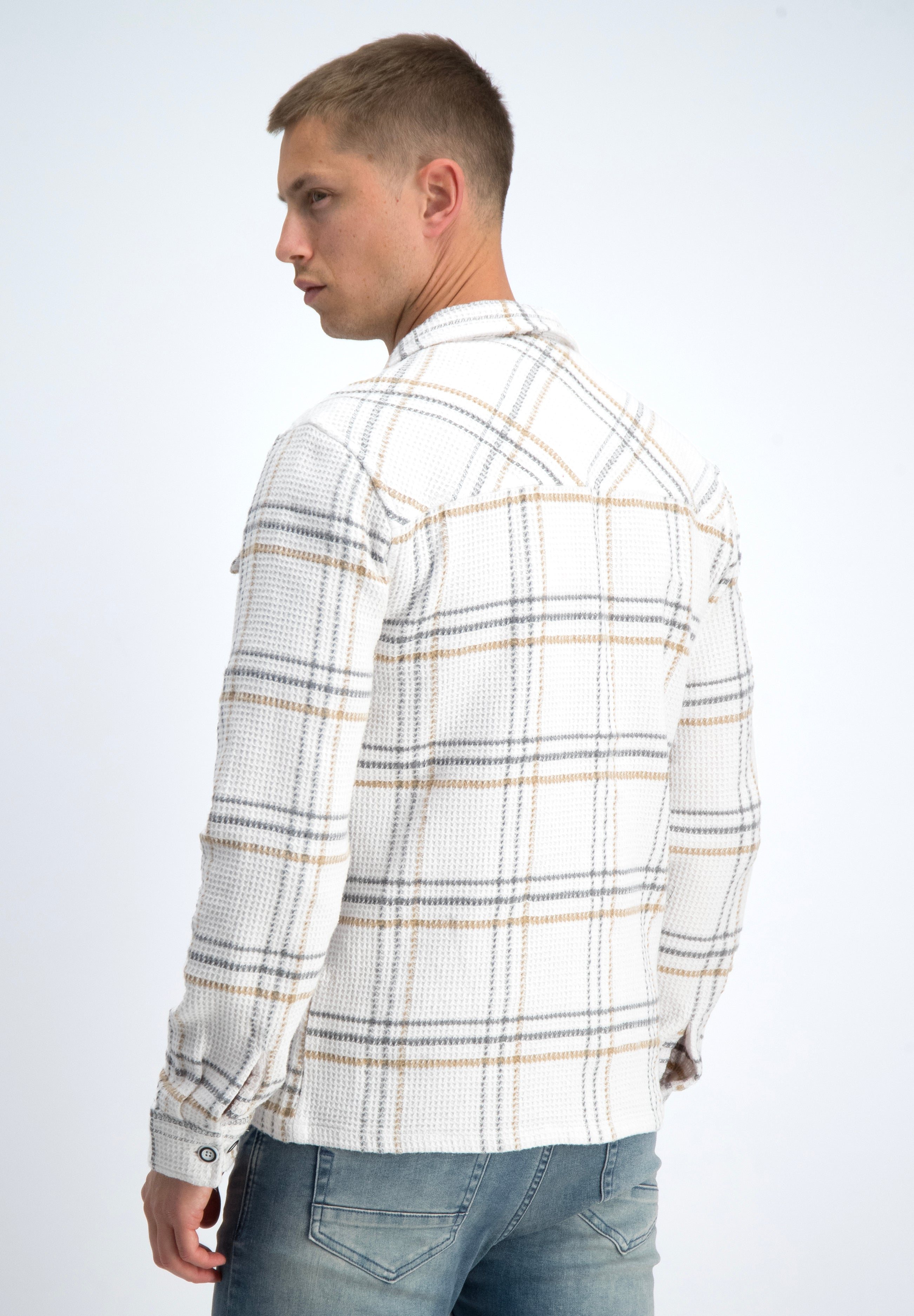 Overshirt flannel wafelstructuur