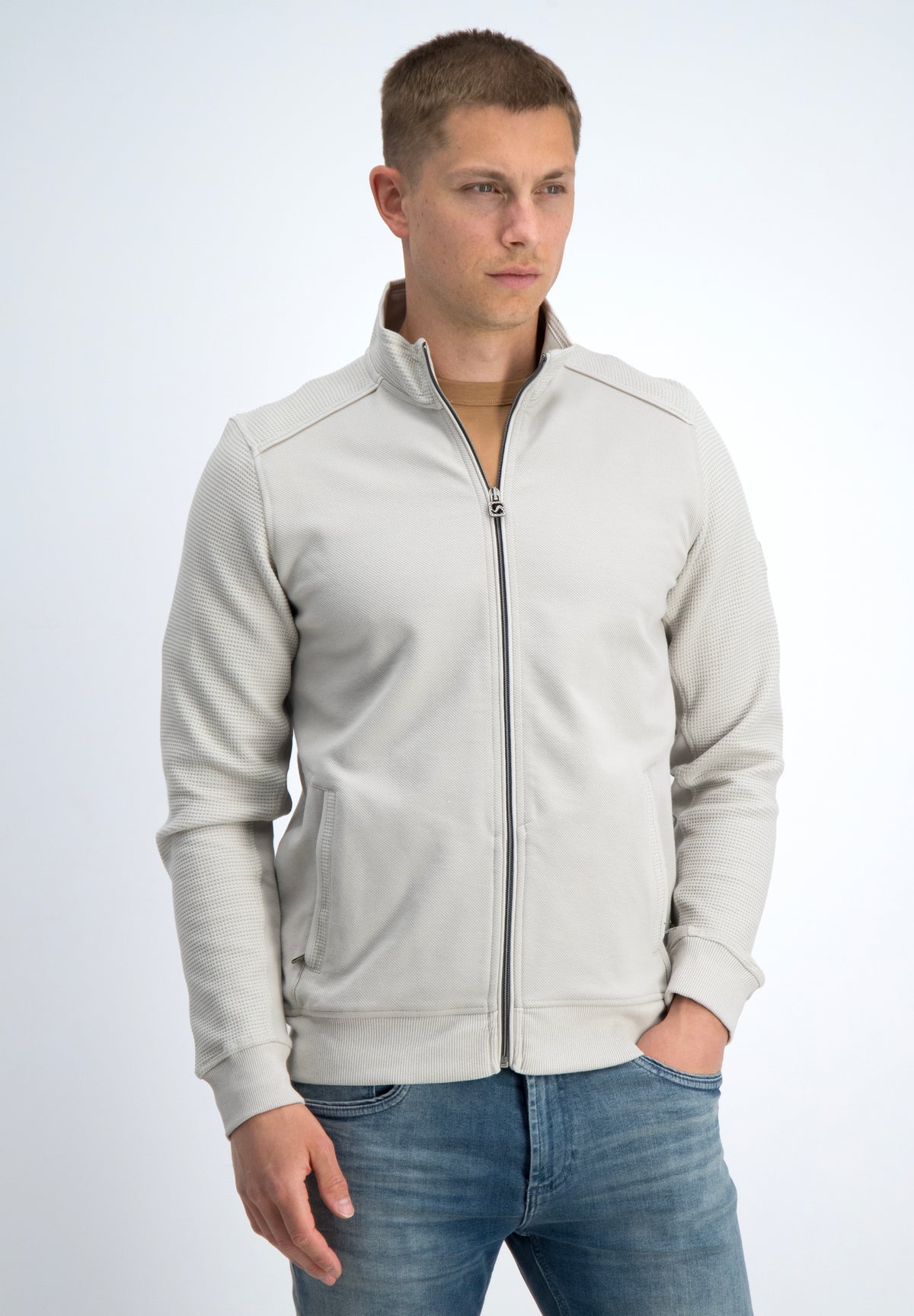 Hoge kraag jacquard vest