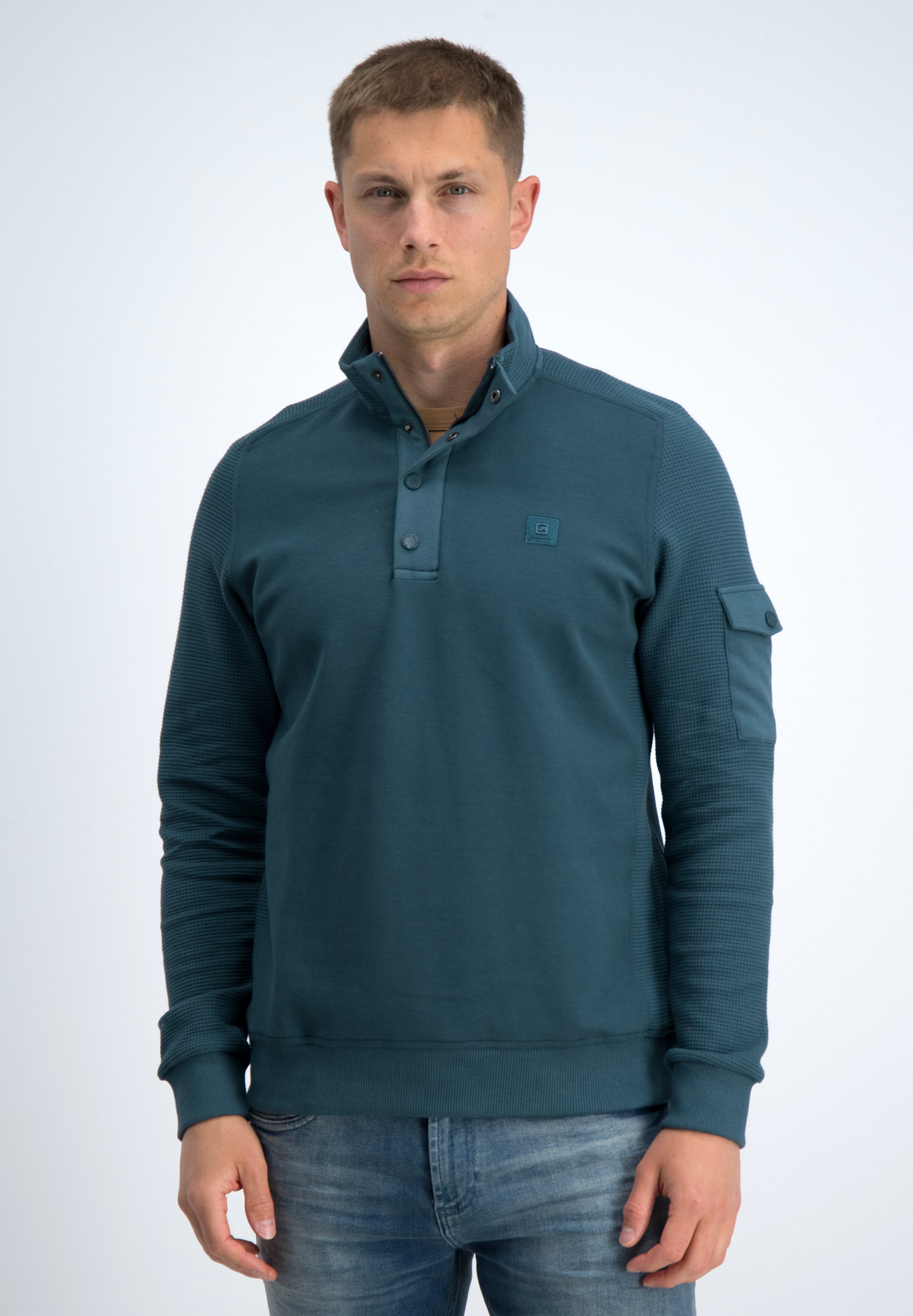 Half zip jacquard sweater