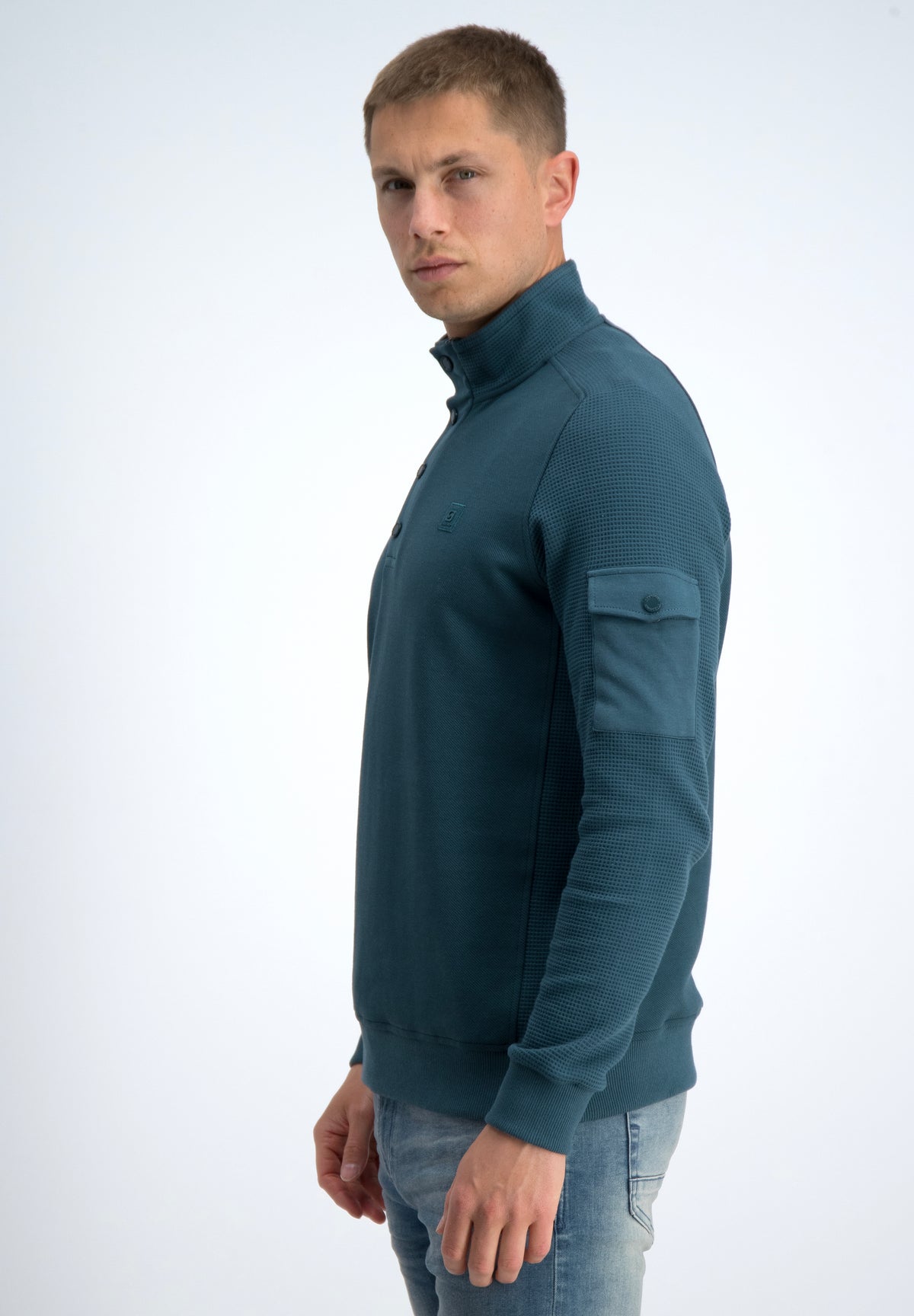 Half zip jacquard sweater