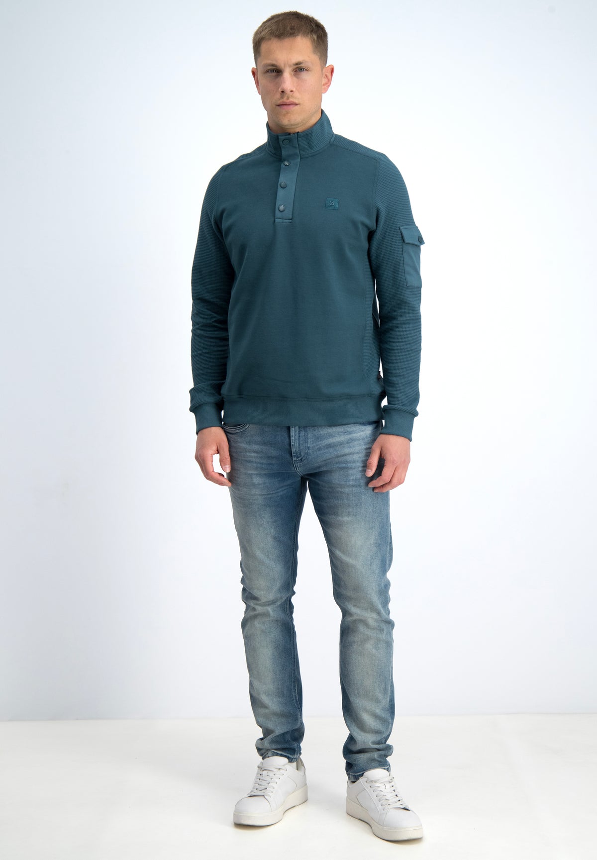 Half zip jacquard sweater