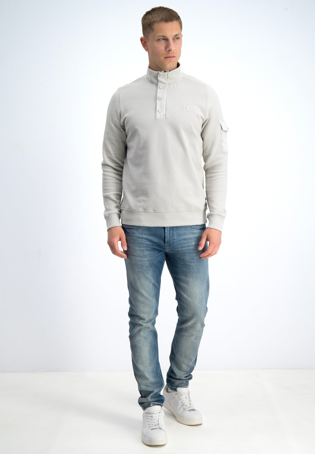 Half zip jacquard sweater