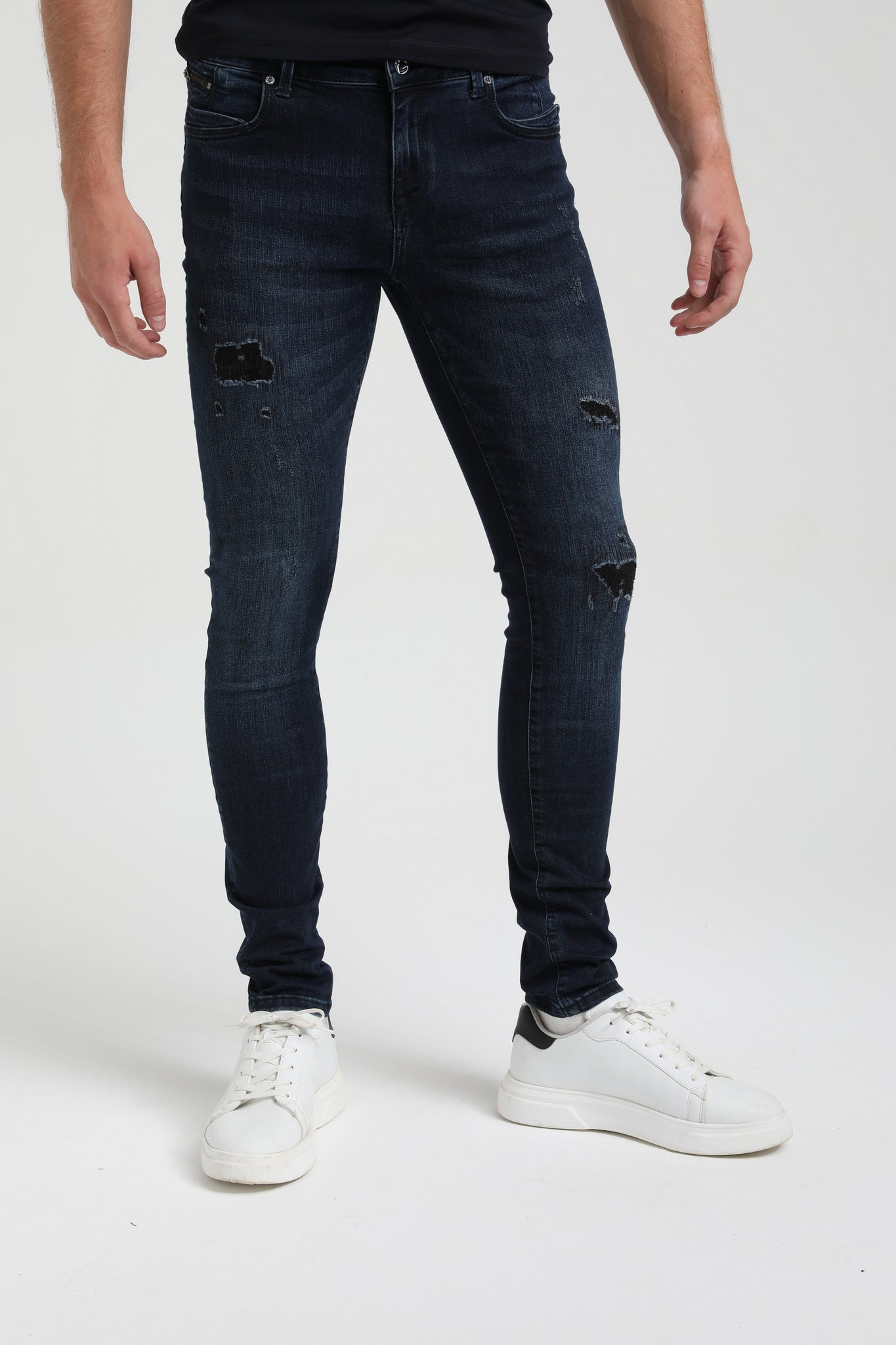 Ultimo Skinny Fit Jeans Powerflex | D.Blue Destroyed