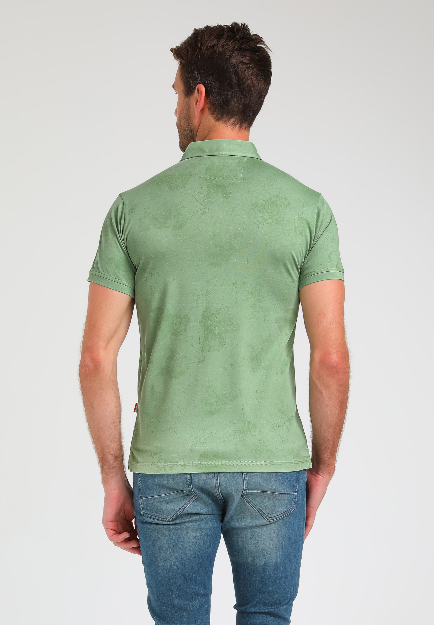 Polo shirt met floral print | Cactus Green